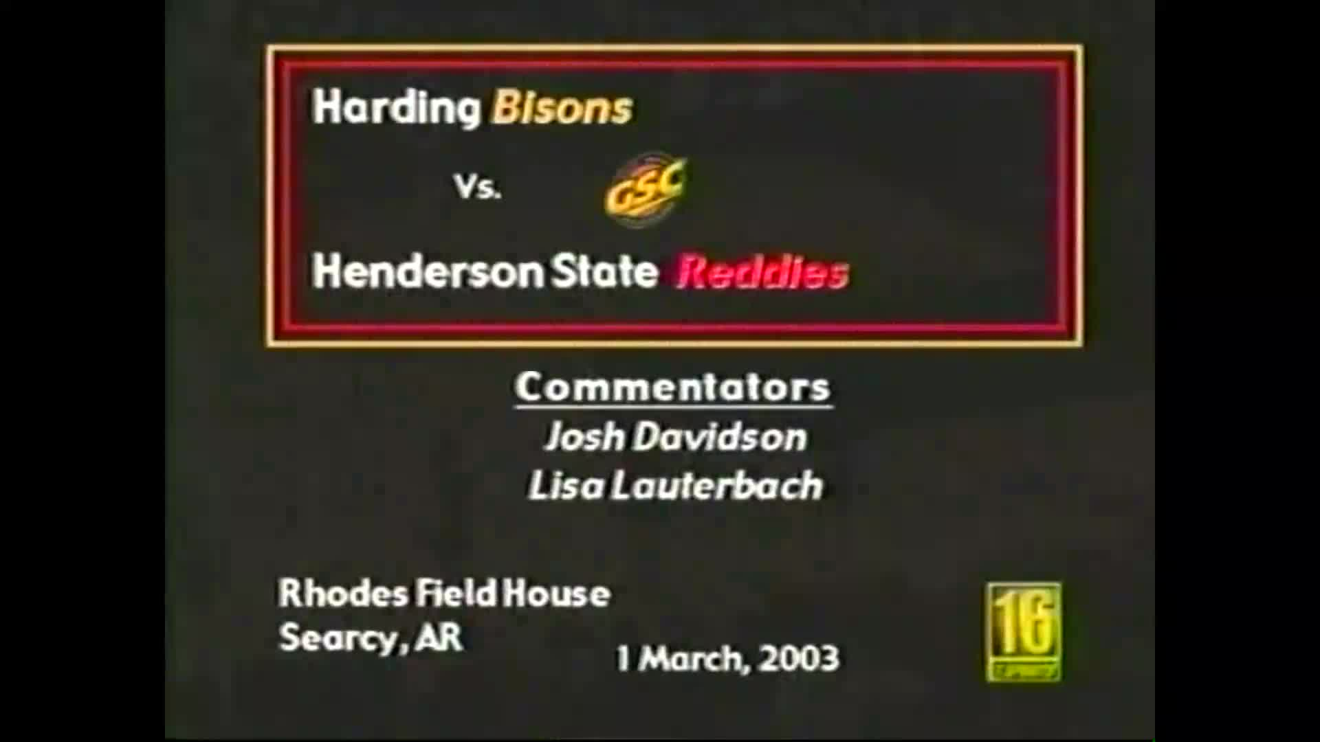 Thumbnail image for HU Men's basketball vs. Henderson State 3/1/2003